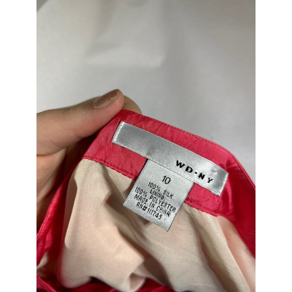 WD NY Skirt 10 100% Silk Pink Yellow Blue Dip Dye Pleated A Line Lined - Picture 7 of 7